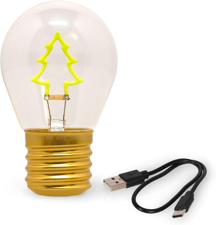 Legami Lampada da Tavolo a forma di Lampadina, For Indoor Use Only, Ricaricabile con Cavo USB, Senza Fili, Tema Xmas Tree