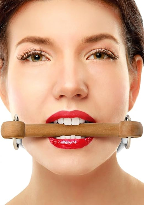 Morso gag legno e pelle Ouch! Wooden Bridle Gag premium bondage fetish BDSM