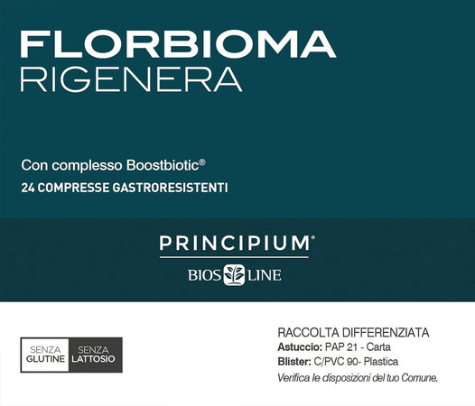 BIOS LINE Principium Florbioma Rigenera, Integratore Alimentare per il Benessere Intestinale, in Caso di Disordini Intestinali, 24 Compresse Gastroresistenti, Senza Glutine e Lattosio - Naturopatica shop & therapy