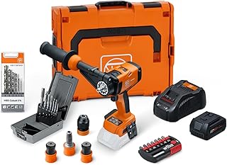 FEIN Cordless Drill ASCM 18-4 QM AS Metal Advanced Top Set, 4-Speed, with Brushless Motor and QuickIN Interface, with Accessory Set, 1 Battery (GBA 18 V 5.0 Ah AS) and Charger (GAL 1880 CV AS)