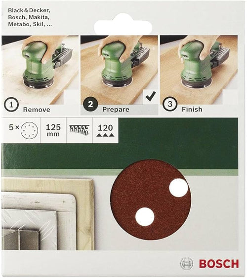 BOSCH - 2609256A30 FOGLI ABRASIVI 5PZ D.150 FORI 6, GRANA GROSSA 60