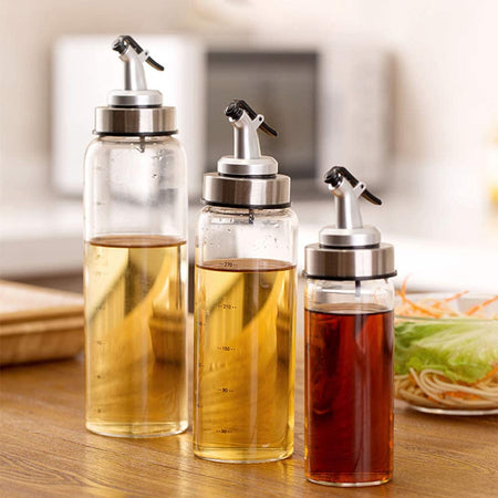 Oliera Graduata in Vetro trasparente con ugello antigoccia in Acciaio Inox 200 ml