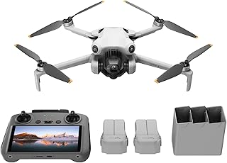 DJI Mini 4 Pro Fly More Combo with DJI RC 2 Remote Control (Screen Remote), Foldable Mini Drone with 4K Camera, Under 249g, 34 Minutes Flight Time, 2 Extra Batteries, Class C0
