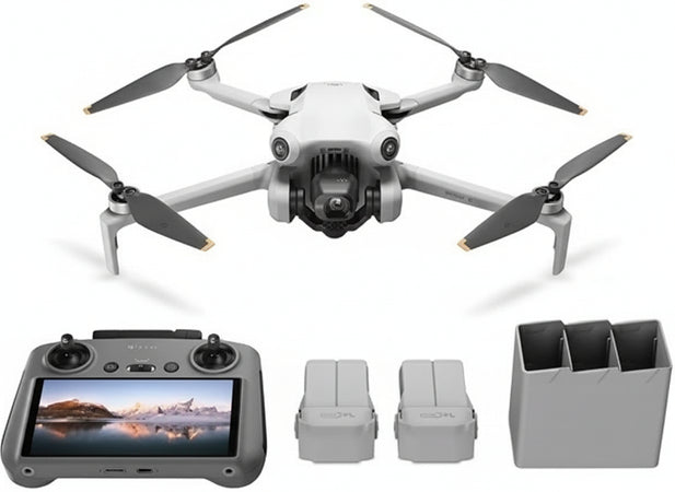 DJI Mini 4 Pro Fly More Combo with DJI RC 2 Remote Control (Screen Remote), Foldable Mini Drone with 4K Camera, Under 249g, 34 Minutes Flight Time, 2 Extra Batteries, Class C0