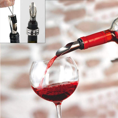 Set sommelier 4 pezzi Cavatappi con tagliacapsule, Anello anti goccia, Tappo chiudi bottiglia, Tappo versatore