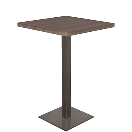Tavolo da bar "Paxos" in acciaio verniciato con piano effetto legno da giardino 70 x 70 cm