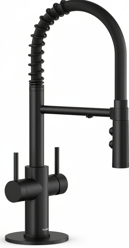BLANCO CATRIS-S Flexo Filter Kitchen Tap in Matte Black High Pressure Filtered Water with the BWT Filter Change from Clear Jet to Shower Jet Ensured Water Quality & Water-Saving