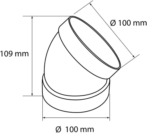 Curva a 45 ° per tubo aerazione canalizzata sezione Tonda in ABS