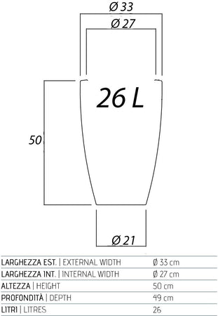 Vaso Cromia Prisma rotondo decorazione in resina "Made in Italy" da h 50 cm