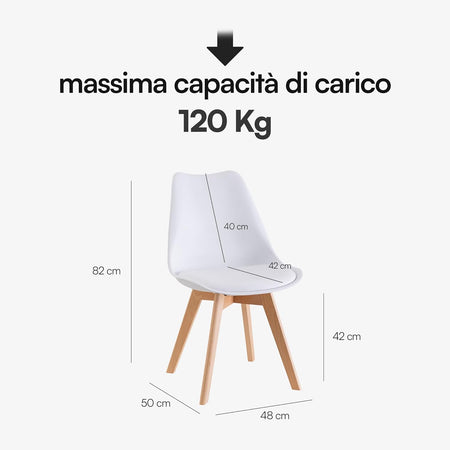 Sedia in Polipropilene Norvegia con gambe in legno e cuscino da interno