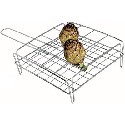 Graticola per carciofi da barbecue, griglia in acciaio con piedini alta qualità Made in Italy