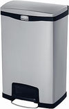 Rubbermaid Commercial Products Slim Jim Step-On Bin 50L Stainless Steel Black - Front Pedal, Quiet Close & Anti-Fingerprint Surface, for Hospital, Office & Catering - 1901992