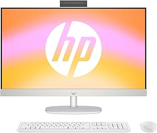 HP All-in-One Desktop PC, 27 FHD Display, AMD Ryzen 5 7520U, 16GB DDR5 RAM, 1TB SSD, AMD Radeon Graphics Unit, Windows 11 Home, QWERTZ, White [Exclusive to Amazon]