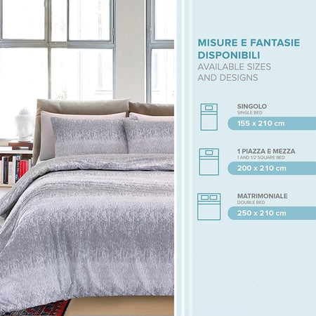 Dorian Home, Parure Copripiumino Singola 155 x 210, Realizzato in 100% Morbido e Puro Cotone, Made in Italy, Fantasia Drops Grigio