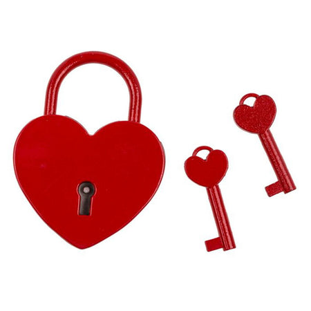 Lucchetto cuore rosso dell’amore in metallo con due chiavi