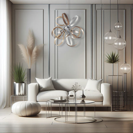 Lampadario Sospensione Metallo verniciato Bolle 3 Luci E14 Bianco/Tortora