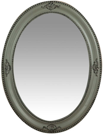 Biscottini Specchiera Biscottini ovale da parete legno 64x4x84 grigio anticato moderna