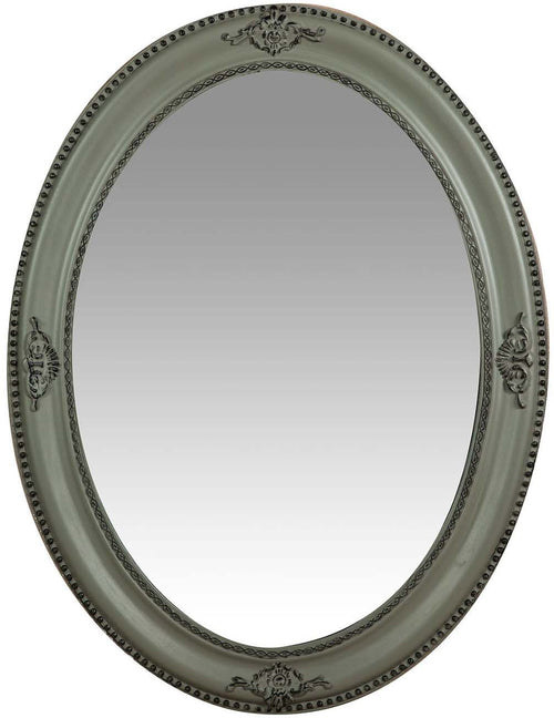 Biscottini Specchiera Biscottini ovale da parete legno 64x4x84 grigio anticato moderna