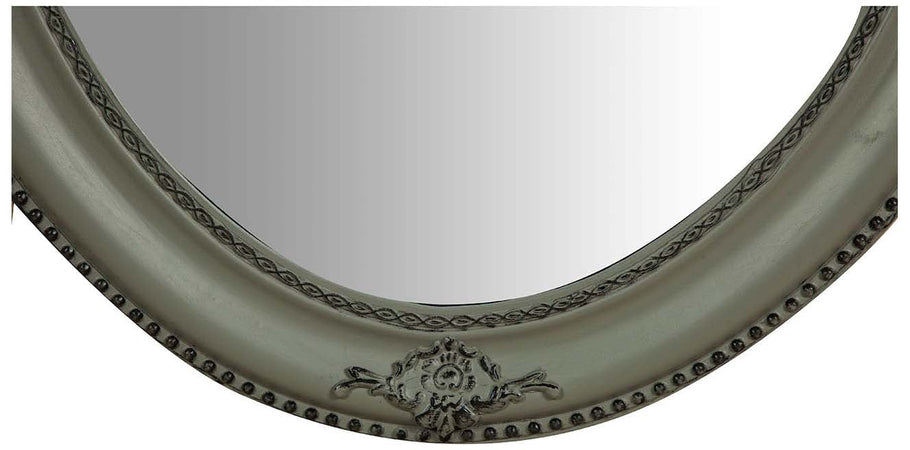 Biscottini Specchiera Biscottini ovale da parete legno 64x4x84 grigio anticato moderna