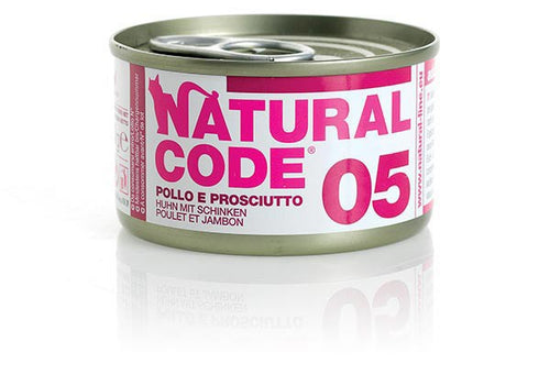 Natural Code Scatoletta 05 gusto Pollo e Prosciutto per Gatti Adulti 85gr