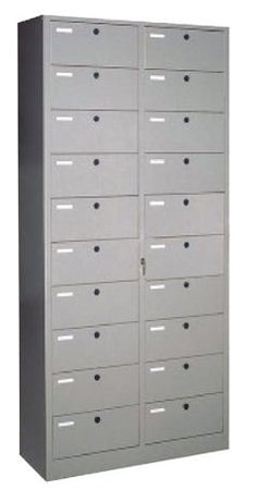 Armadio verniciato monoblocco con 20 caselle a chiusura centralizzata cm. 90x35x200h