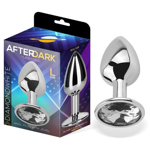 Afterdark Plug Anale in Metallo Taglia L con Gemma Bianca