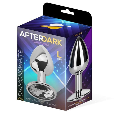 Afterdark Plug Anale in Metallo Taglia L con Gemma Bianca
