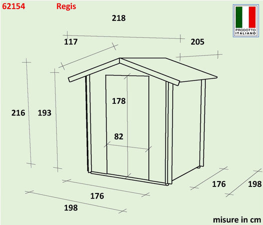 Casetta in legno con porta e finestra deposito da giardino per attrezzi "Made in Italy" 200 x 200 x h 217 cm