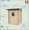 Casetta in legno con porta finestrata deposito da giardino monofalda Made in Italy