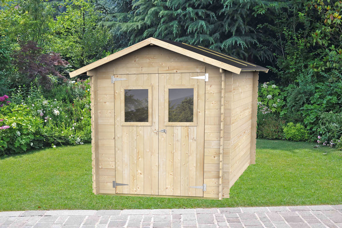 Casetta in legno con doppia porta e finestra deposito da giardino per attrezzi "Made in Italy" 198 x 198 x h 215 cm