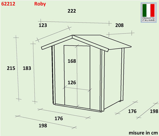 Casetta in legno con doppia porta e finestra deposito da giardino per attrezzi "Made in Italy" 198 x 198 x h 215 cm