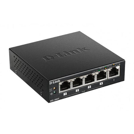 D-Link DGS-1005P Non gestito L2 Gigabit Ethernet [10/100/1000] Supporto Power over Ethernet [PoE] Nero (D-Link DGS 1005P - Switch - 5 x 10/100/1000 [4 PoE+] - desktop - PoE+ [60 W])