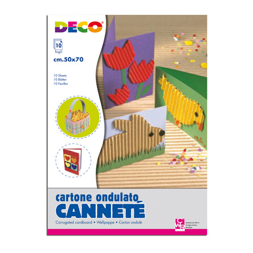 Busta 10Fg Cartoncino Ondulato 50X70Cm Cannete' Colori Assortiti Deco