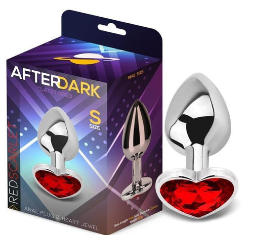 Plug Anale Taglia S con Gemma a Forma di Cuore Rosso Afterdarck