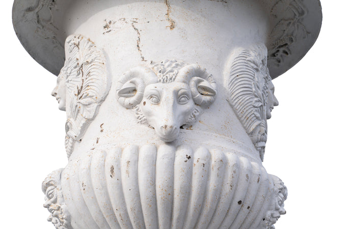 Biscottini Vaso Calice con Base Biscottini in Ghisa Anticata 140x140x370 Giardino Esterno