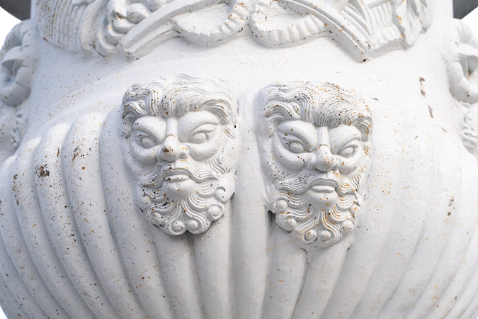 Biscottini Vaso Calice con Base Biscottini in Ghisa Anticata 140x140x370 Giardino Esterno