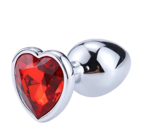 Plug Anale Taglia S con Gemma a Forma di Cuore Rosso Afterdarck