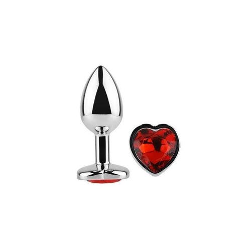 Plug Anale Taglia S con Gemma a Forma di Cuore Rosso Afterdarck