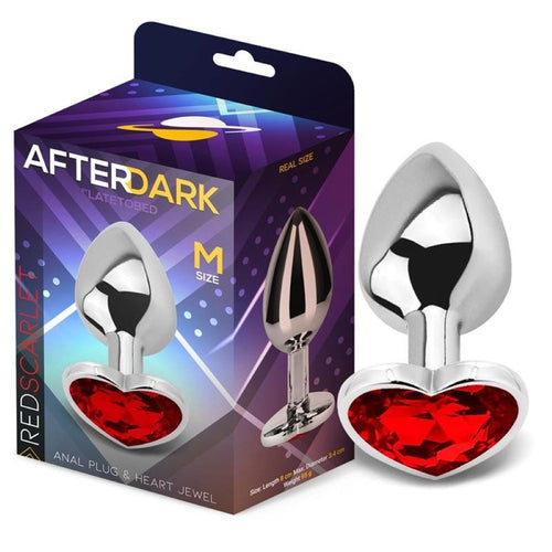 Plug Anale Taglia M con Gemma a Forma di Cuore Rosso Afterdarck