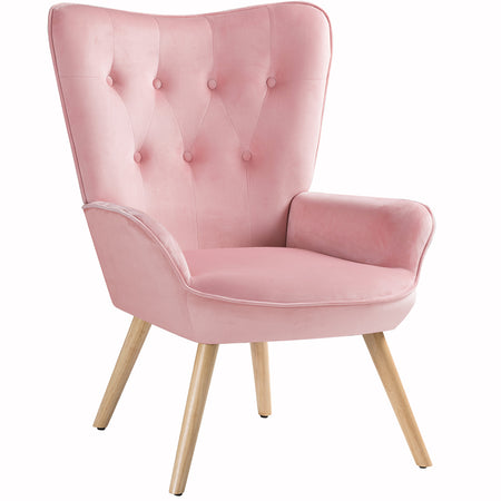 Poltrona Arredo con Sgabello Poggia Piedi Salotto Ufficio Velluto Moderno Rosa
