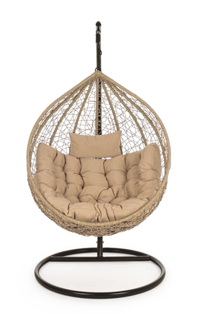 Poltrona a dondolo sospesa "Amirantes" per giardino e veranda in rattan con cuscino