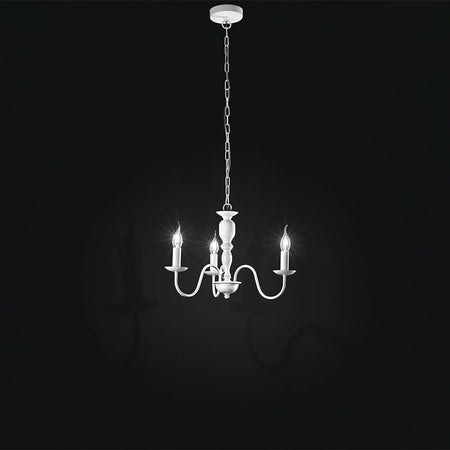 Lampadario In Metallo Provenzale Ducale Bianco 3 Luci E14