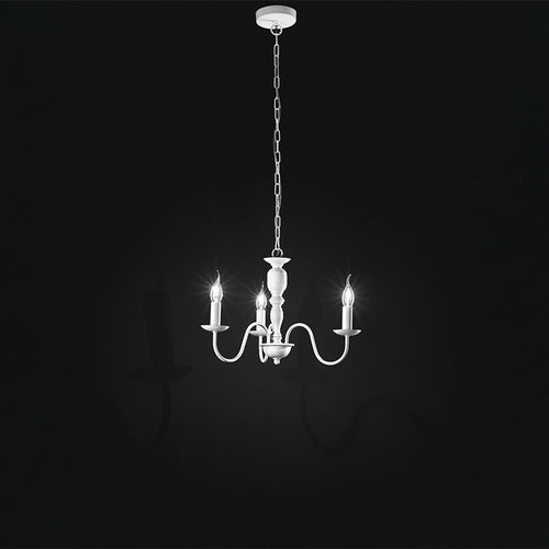 Lampadario In Metallo Provenzale Ducale Bianco 3 Luci E14