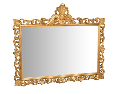Biscottini SPECCHIERA DA PARETE IN LEGNO FINITURA FOGLIA ORO ANTICATO MADE IN ITALY