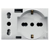 WHITEK S44 Presa Schuko Presa Italiana USB-A e USB-C 2P+T 10/16A 250V 3 Moduli Bianco Opaco, 44609015USB