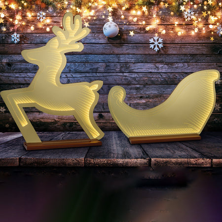 Figura luminosa natalizia bifacciale addobbo con base color champagne luce calda