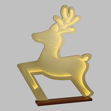 Figura luminosa natalizia bifacciale addobbo con base color champagne luce calda