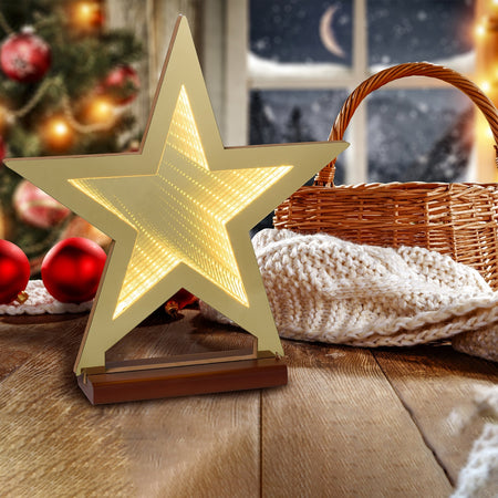 Figura luminosa natalizia bifacciale addobbo con base color champagne luce calda