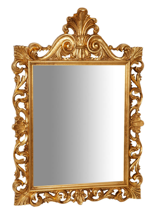 Biscottini Specchiera Parete Biscottini Legno Foglia Oro Anticato Made Italy 86x7x124