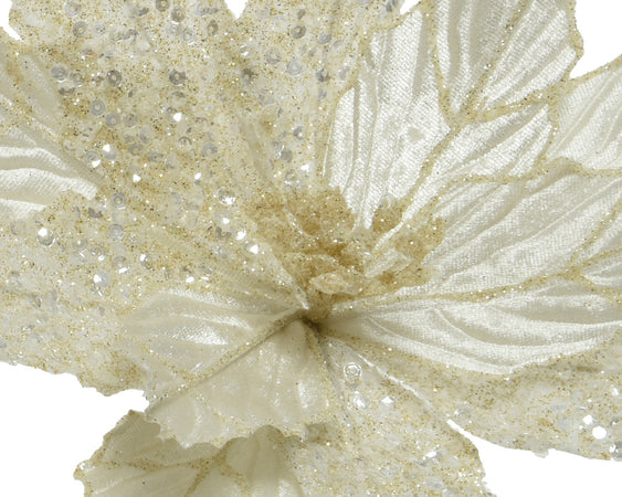 Fiore decorativo in poliestere oro, decorazione da 28 cm